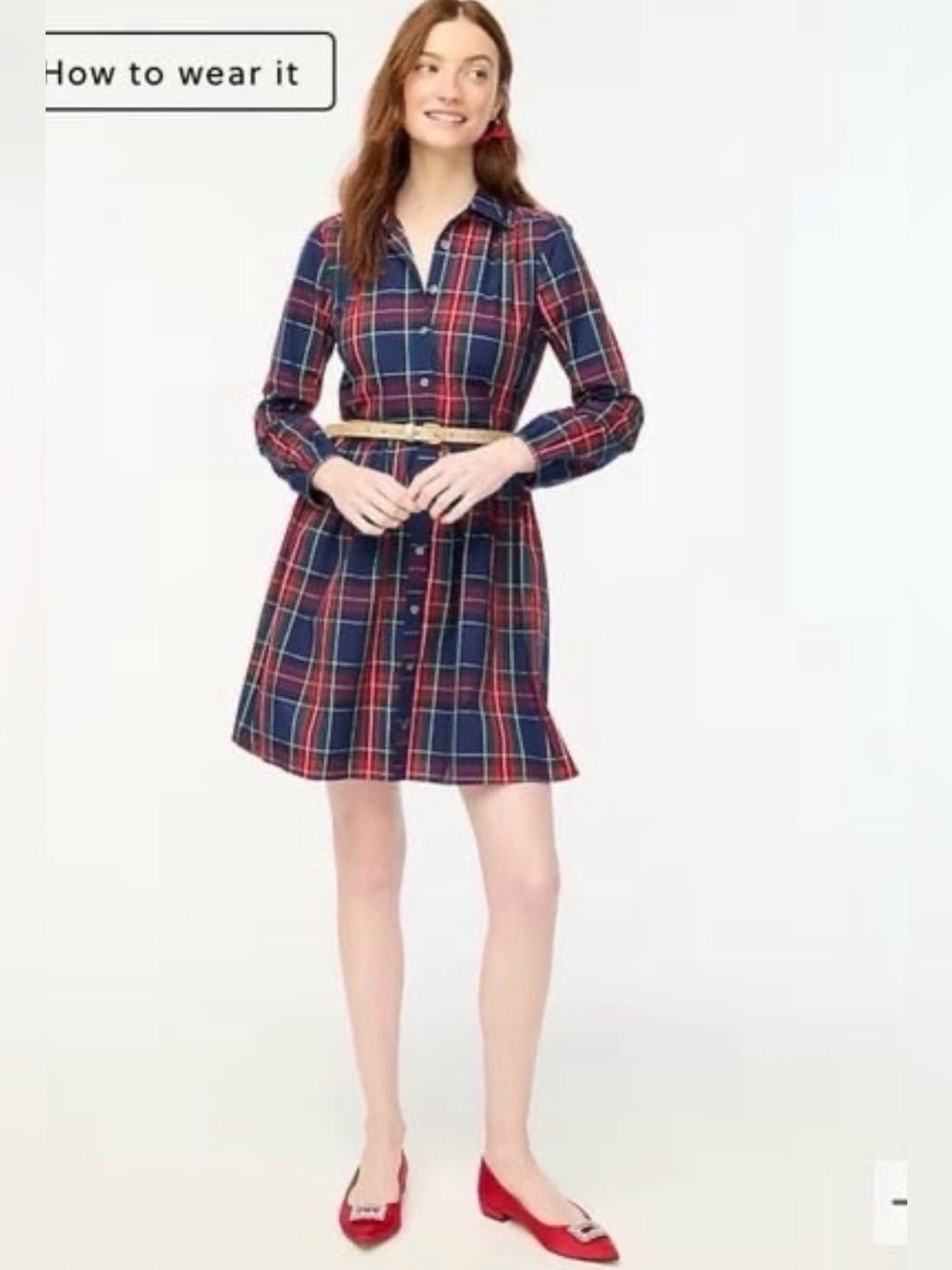 J. Crew Multicolor Plaid Shirt Dress